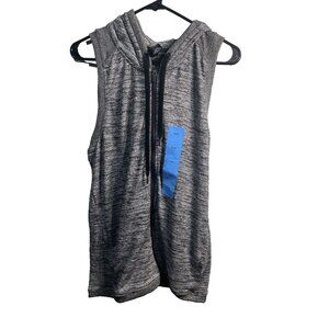 active life womens black heather sleeveless zip up hooded vest size large
